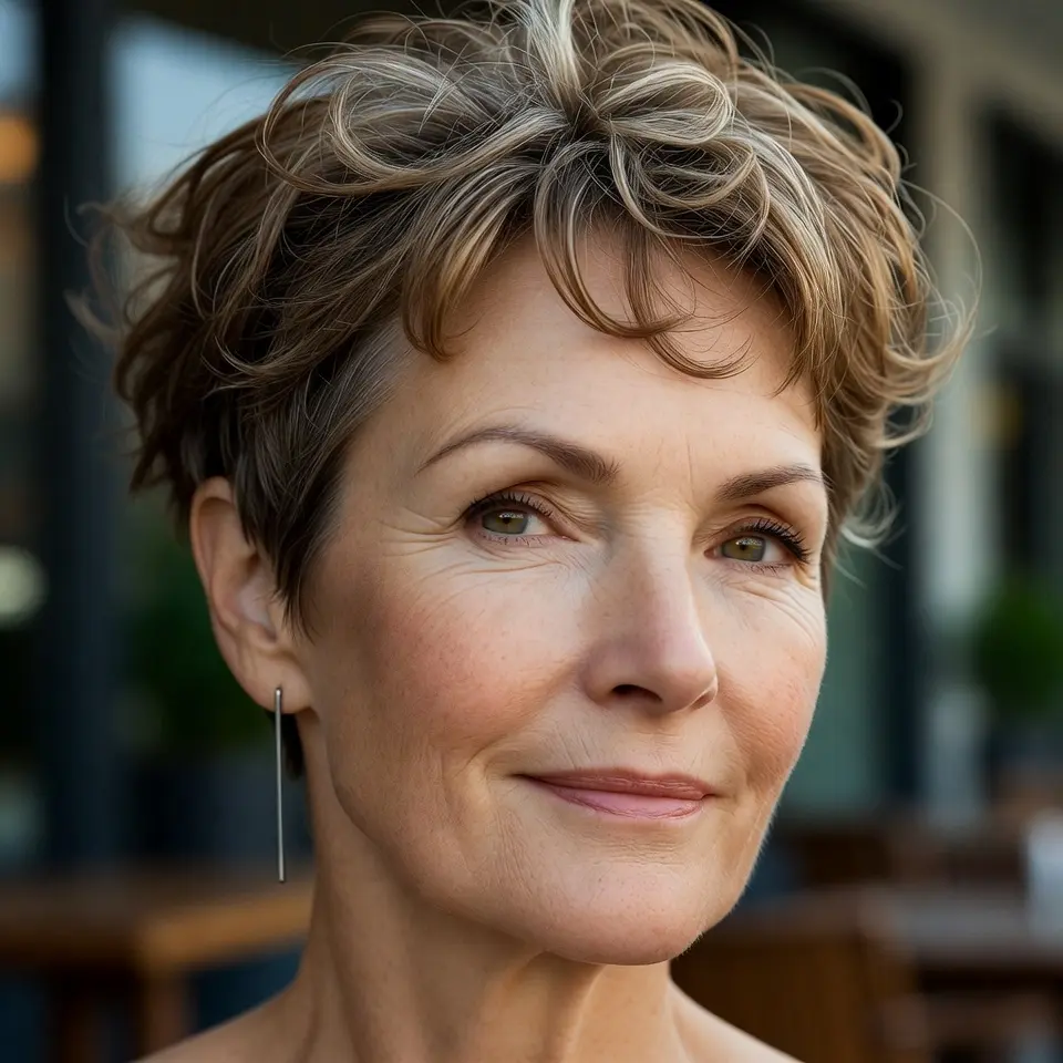 #6 Sun-Kissed Tousled Pixie Shag with Tapered Nape