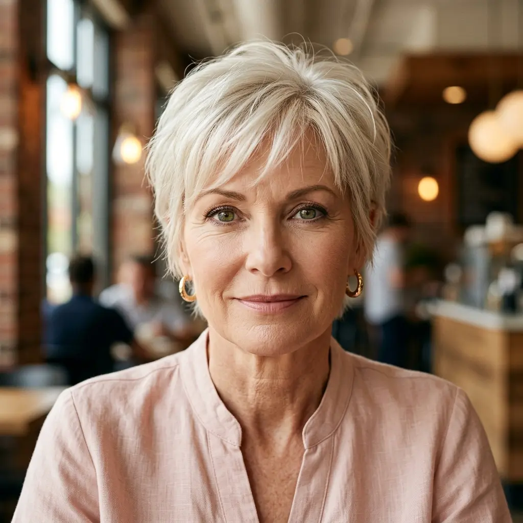 #7 Choppy Textured Pixie Cut with Soft Pink Highlights
