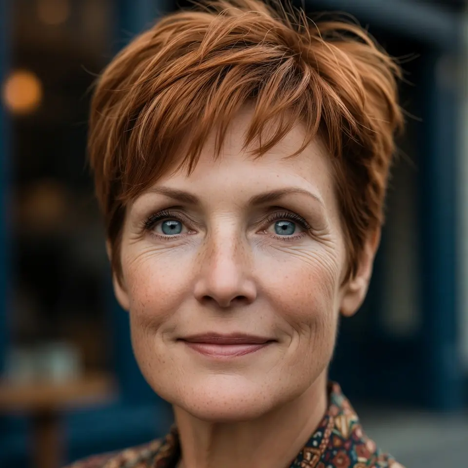 #7 Soft Copper Pixie Shag with Feathered Side Fringe