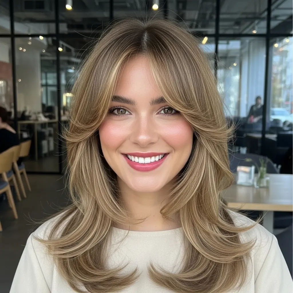 Blonde Visible Layering with Fringe
