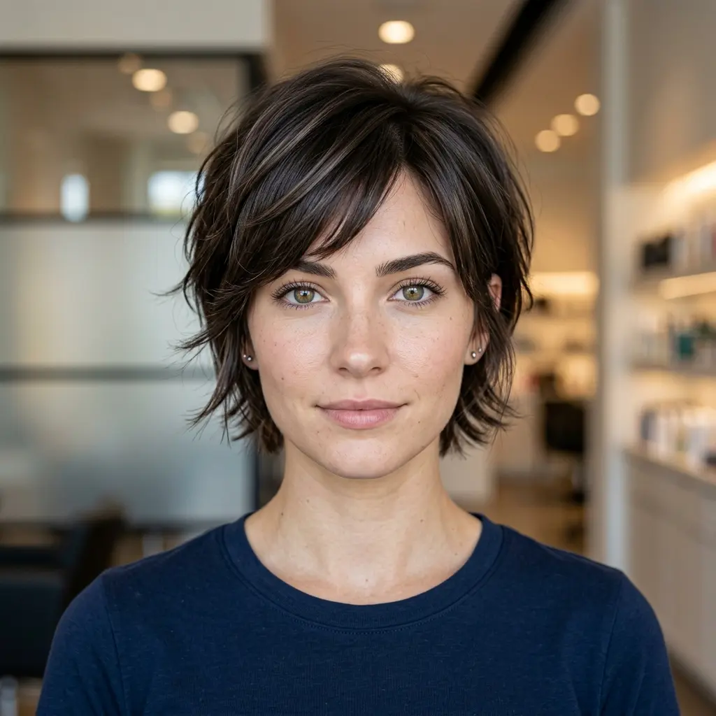 #8 Dark Ash Brown Layered Lixie Cut