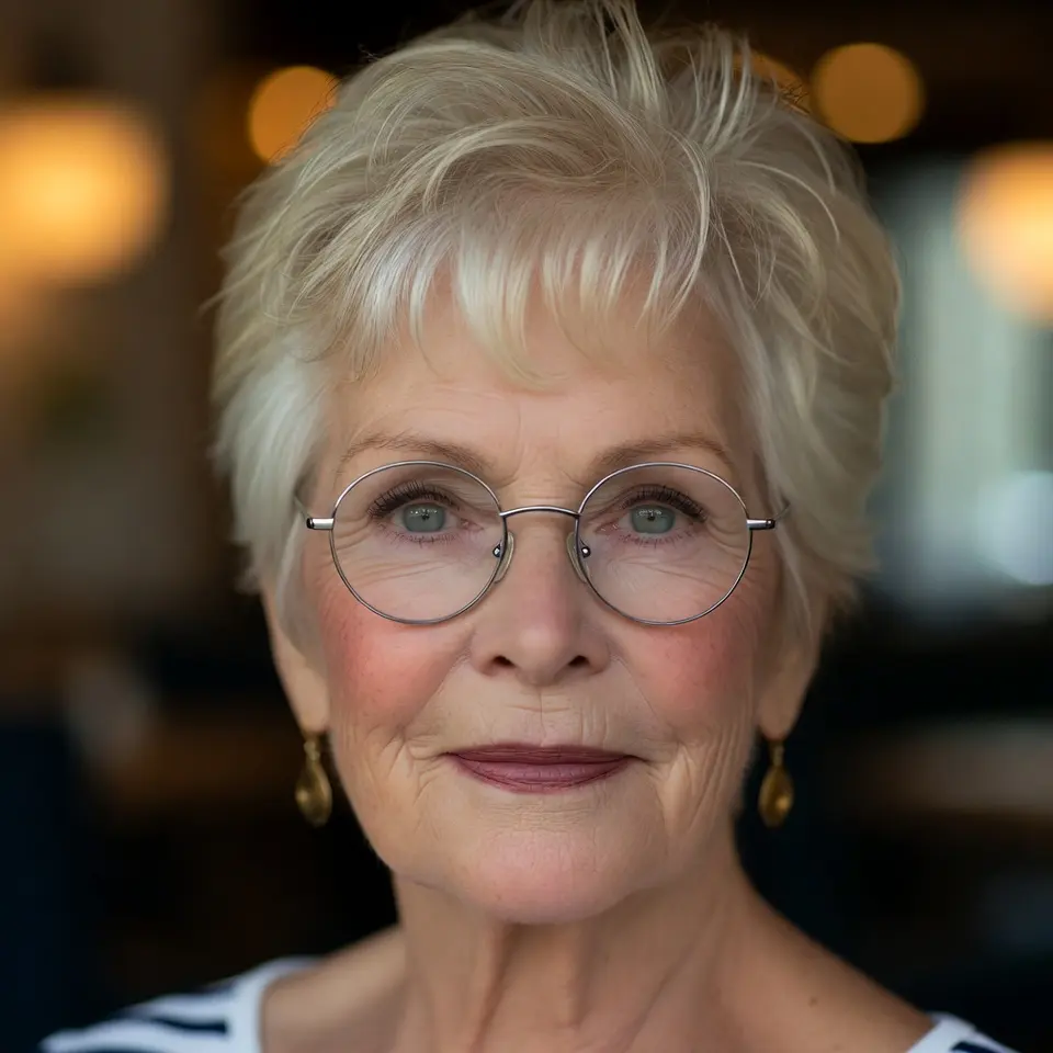 #9 Soft Silver Pixie with Lifted Crown and Glasses-Friendly Temple Tuck