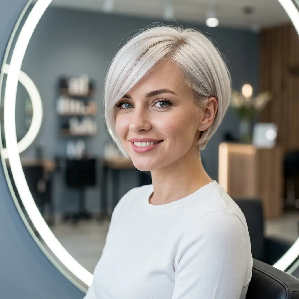 #1 Chic Blonde Long Pixie Cut with Side Bangs