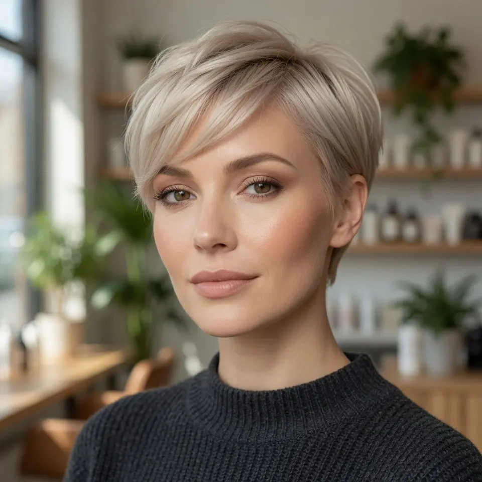 #1 Buttery Blonde with Side Bangs