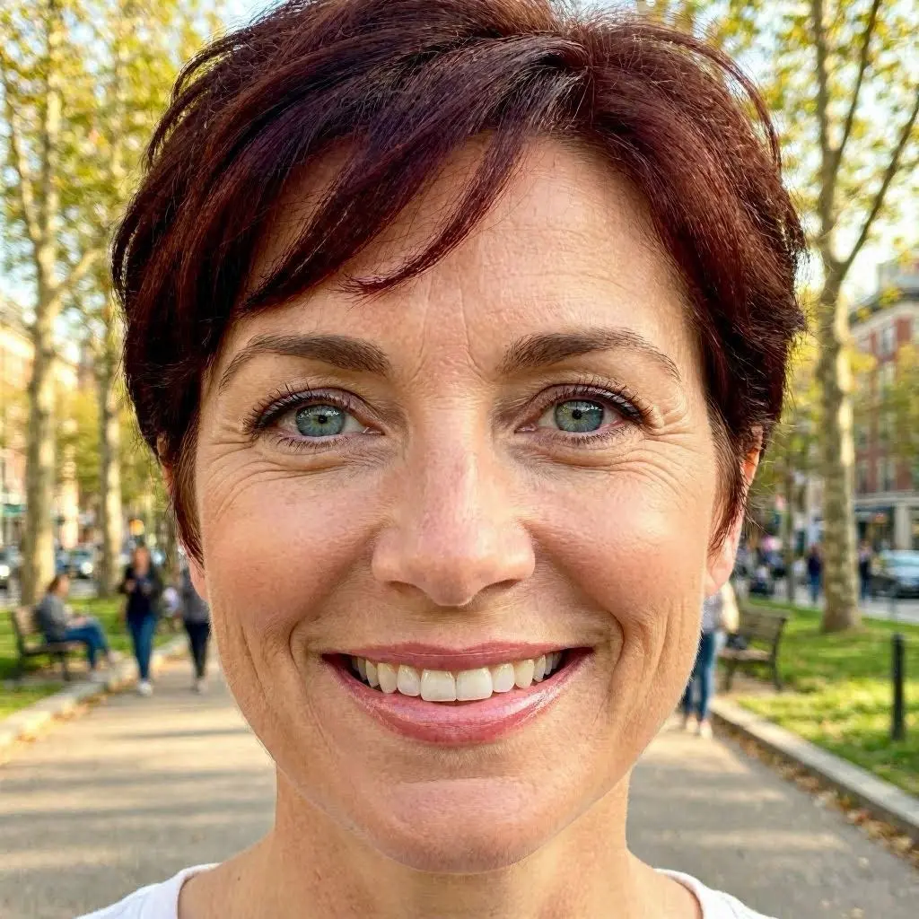 #17 Reddish Feathered Long Pixie with Soft Micro Fringe