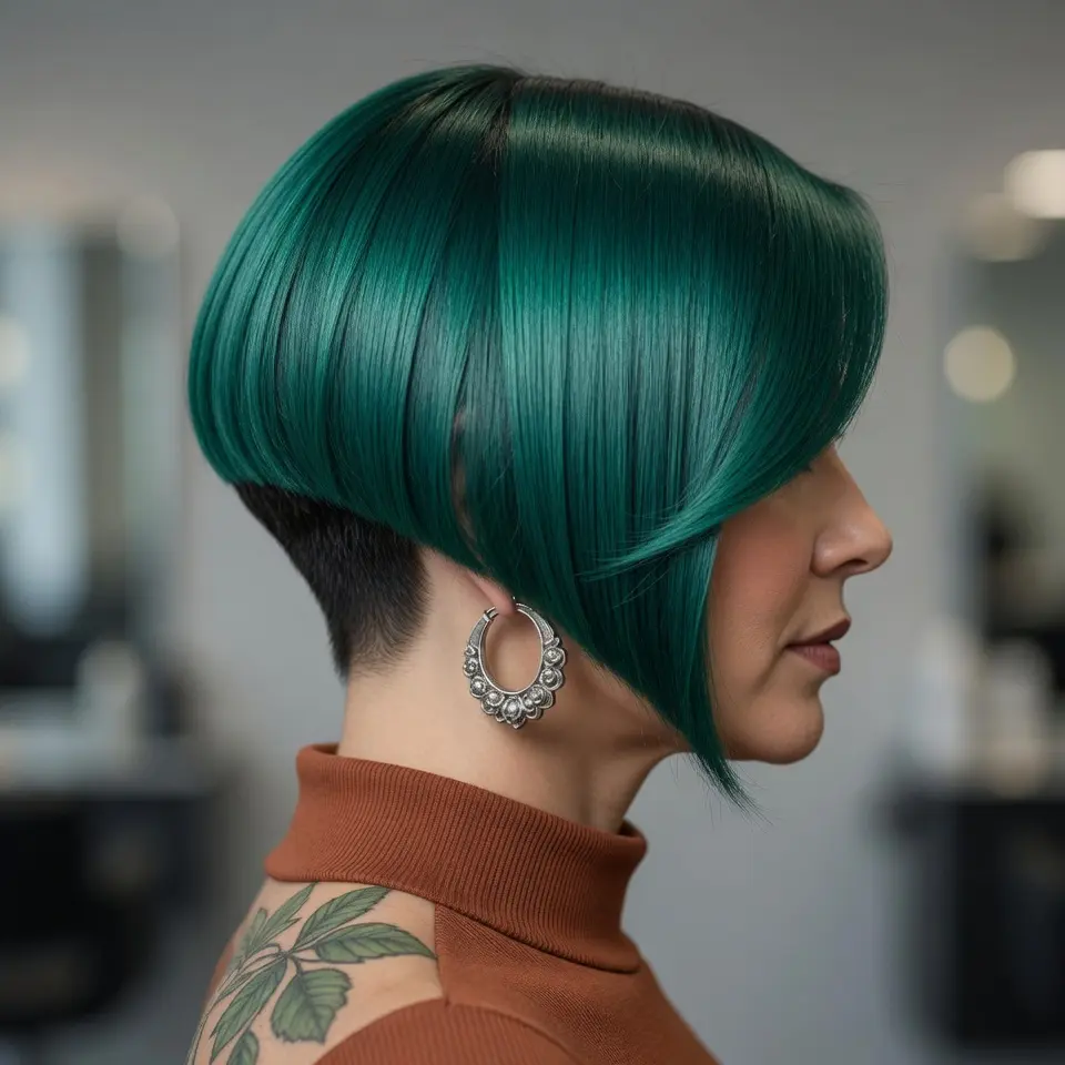 #22 Edgy Emerald Green for Older Woman