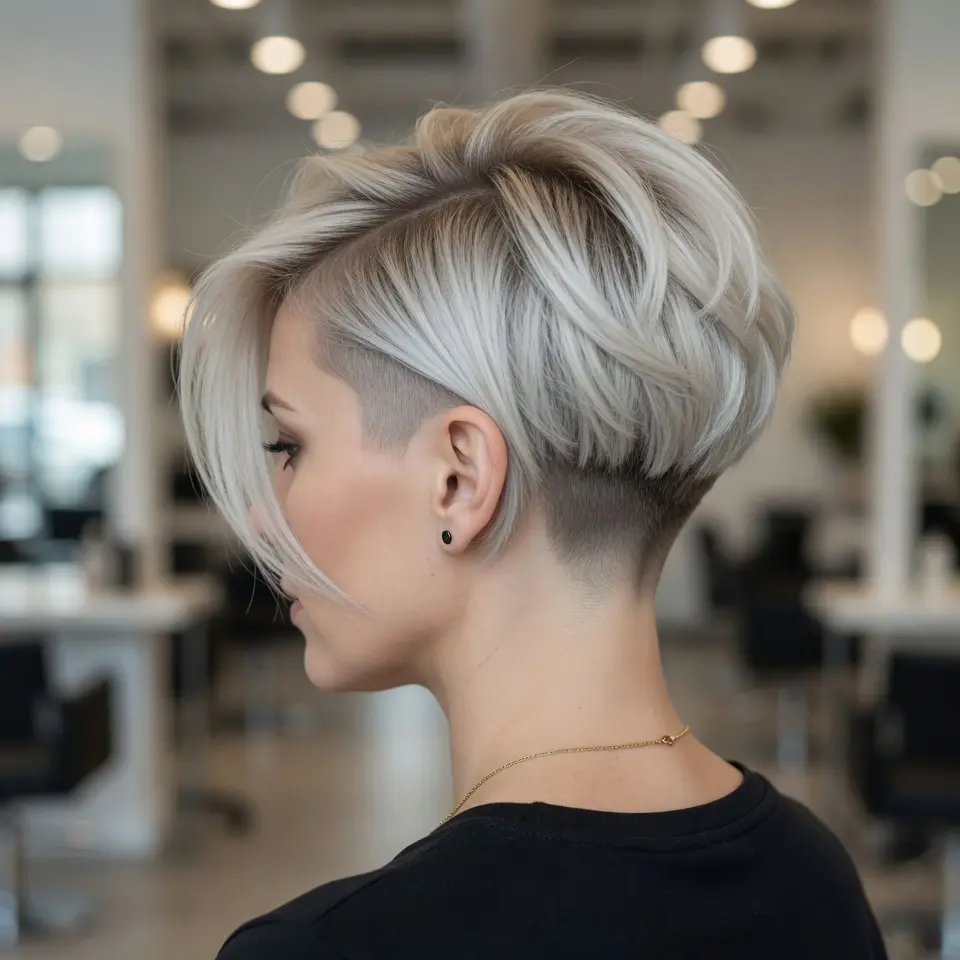 #3 Modern, Messy Shaved Undercut Bob