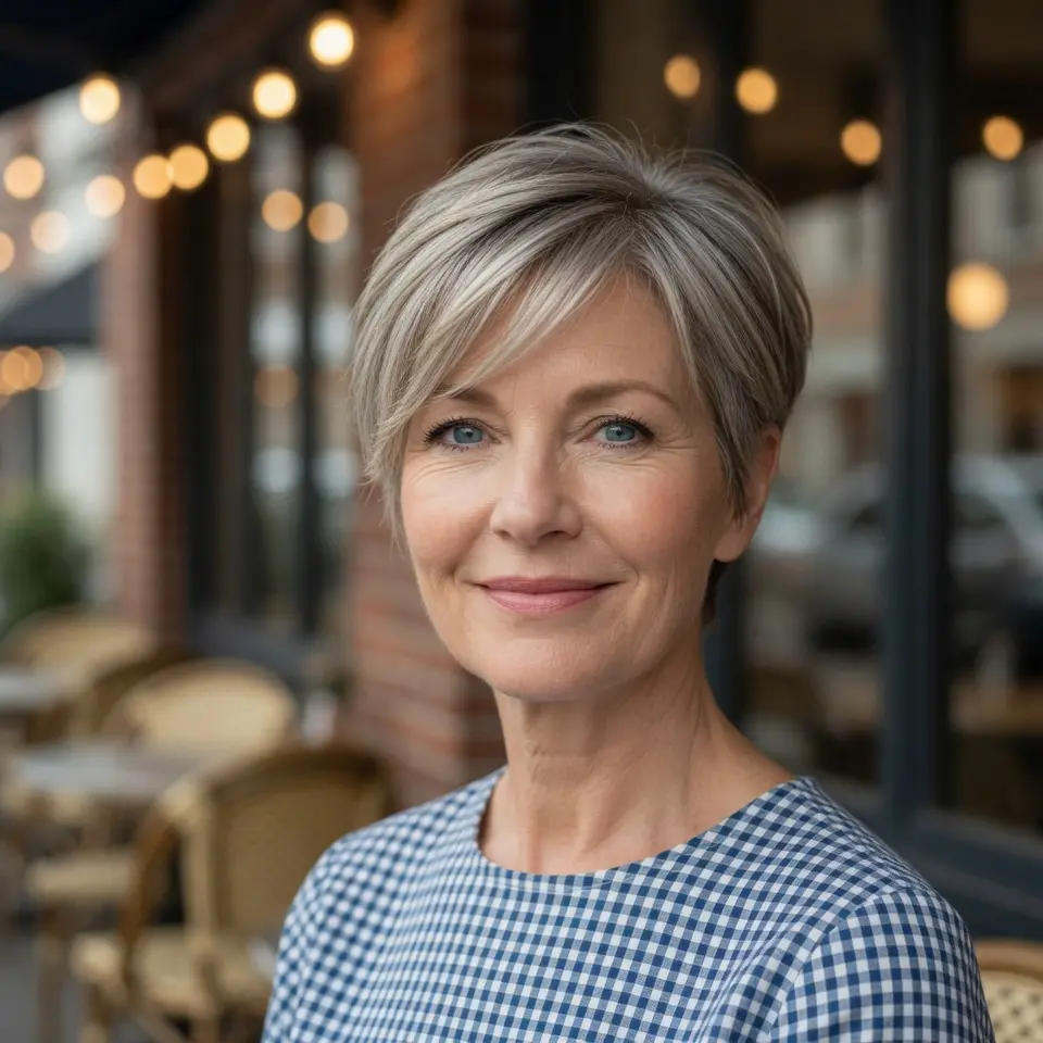 #4 Silver Textured Long Pixie with Soft Side Sweep