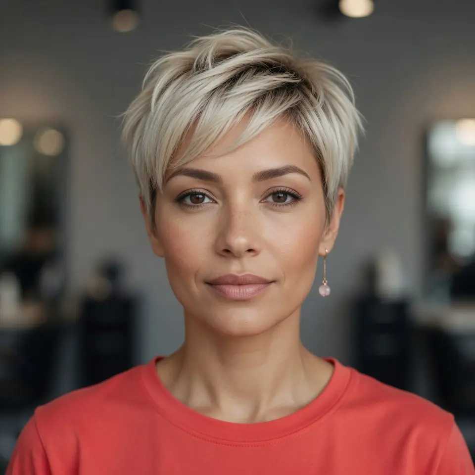 #4 Blonde and Rooted Long Pixie