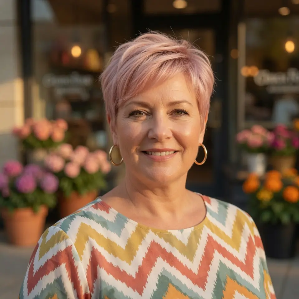 #4 Soft Blush Long Pixie with Lifted Crown and Micro Fringe