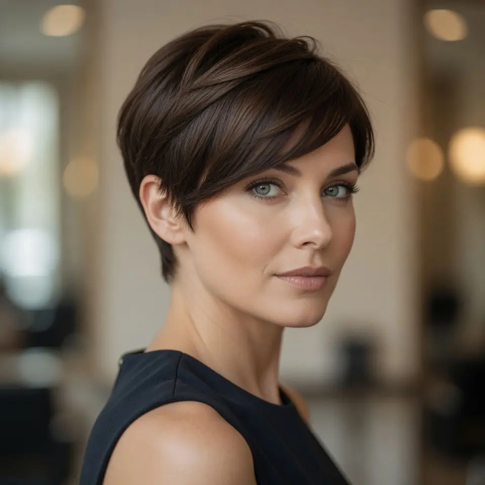 #7 Sweeping Brunette Long Pixie