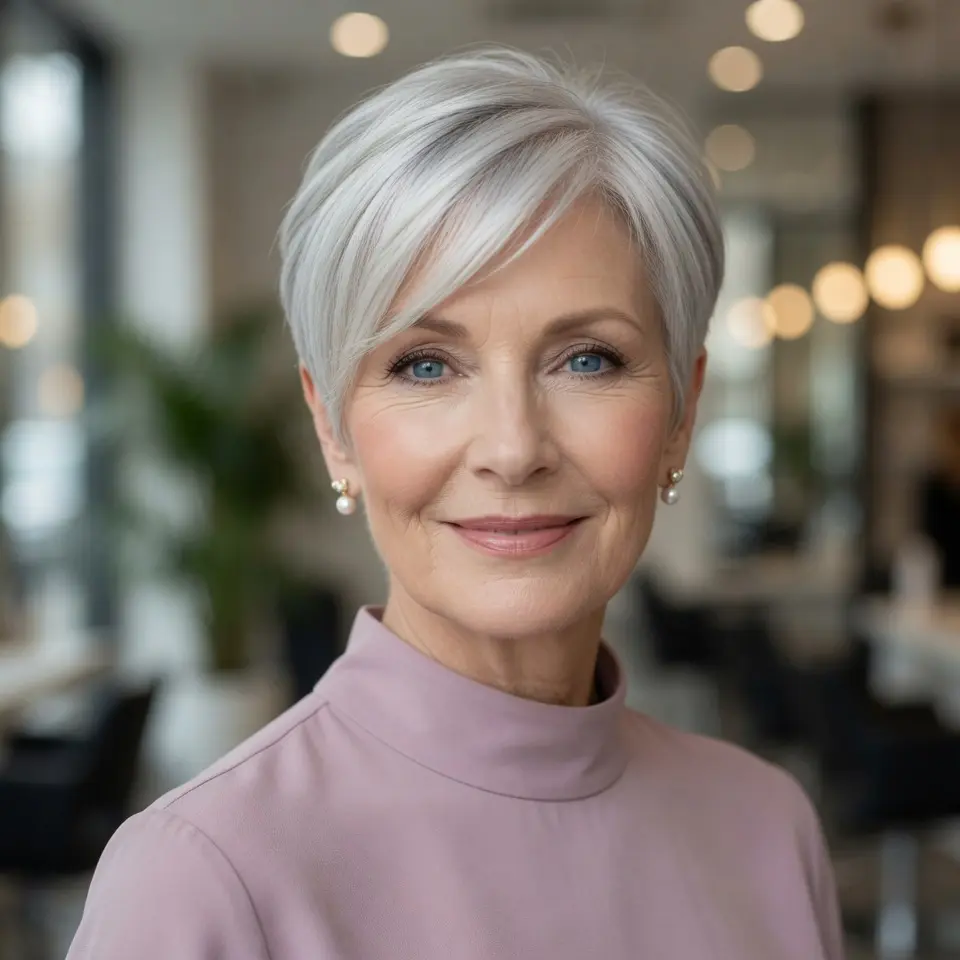 #8 Soft Silver Swoop with Natural Root Depth