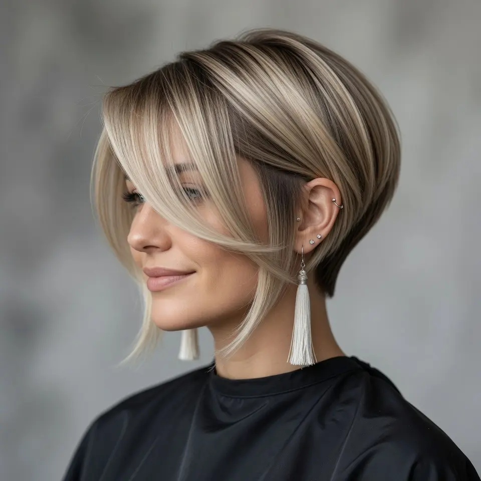 #8 Undercut Blonde Hair with Dark Roots
