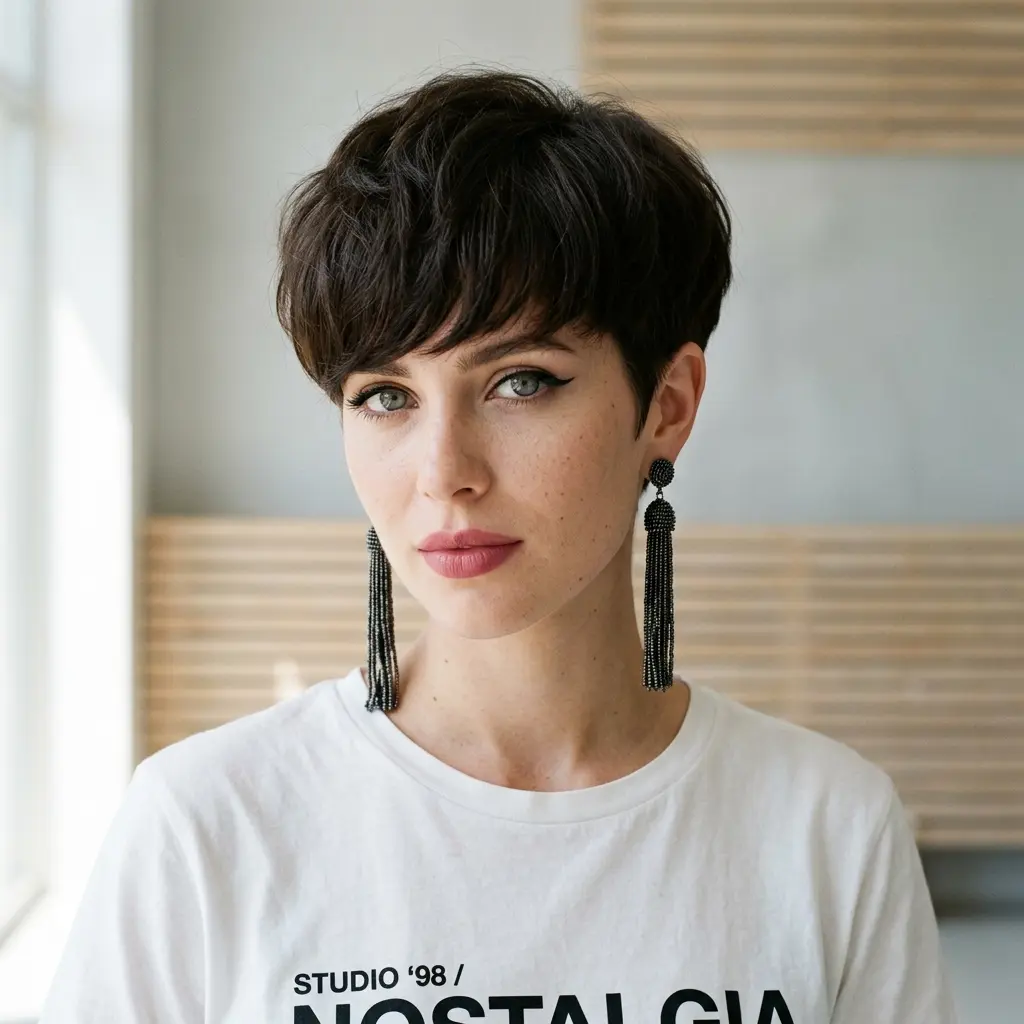 #10 Chic Pixie Hair with Heavy Bangs