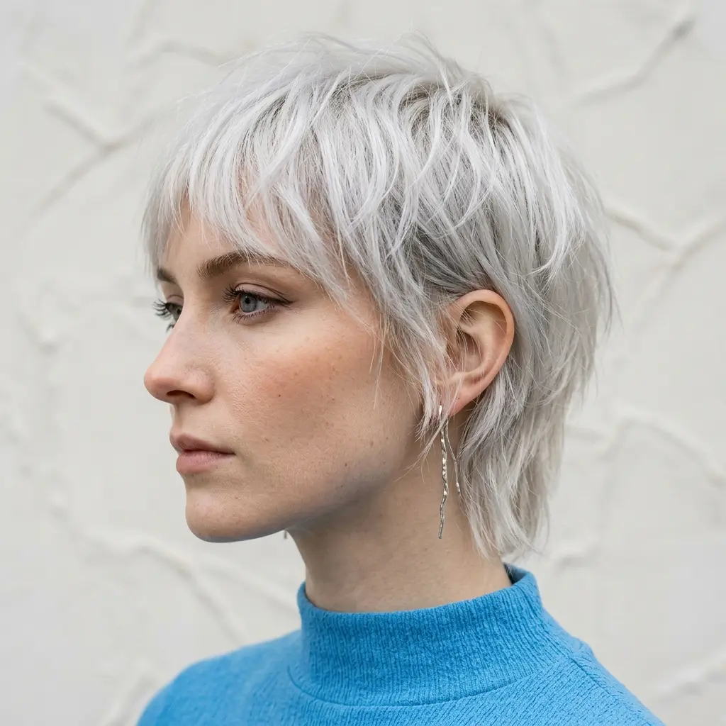 #10 Frosted Blonde Pixie Shag-Mullet