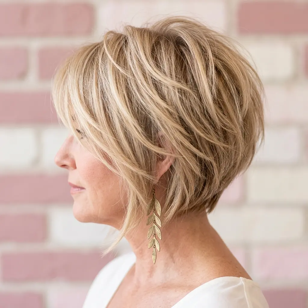 #11 Textured Golden Blonde Asymmetrical Bob