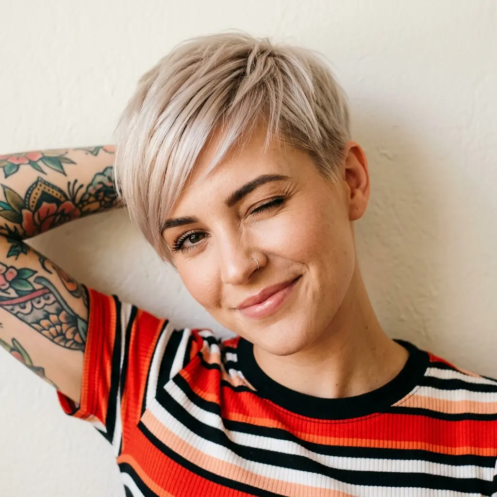 #12 Platinum Pixie with Side-Swept Bangs