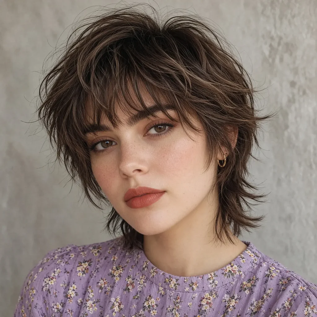#12 Ash Brown Crown-Heavy Pixie Mullet