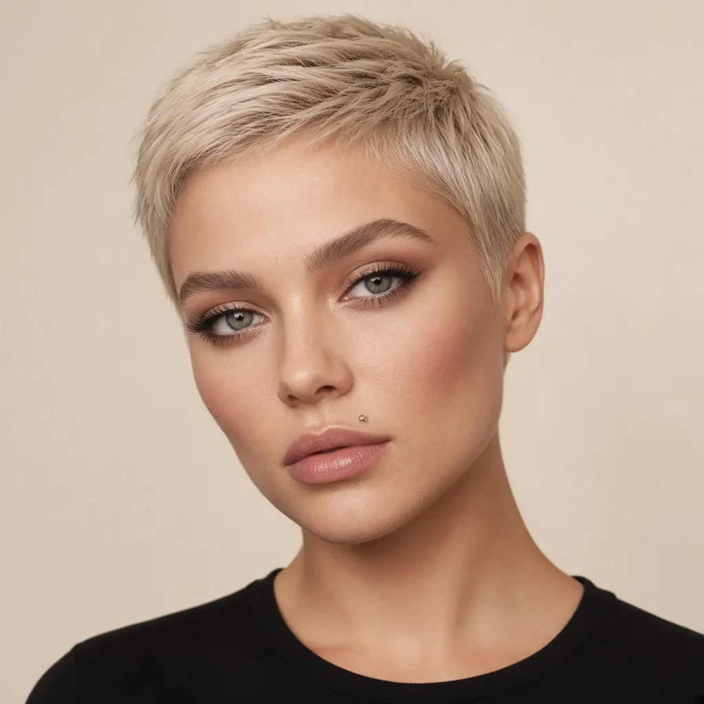12. Beige Blonde Ultra Short Pixie