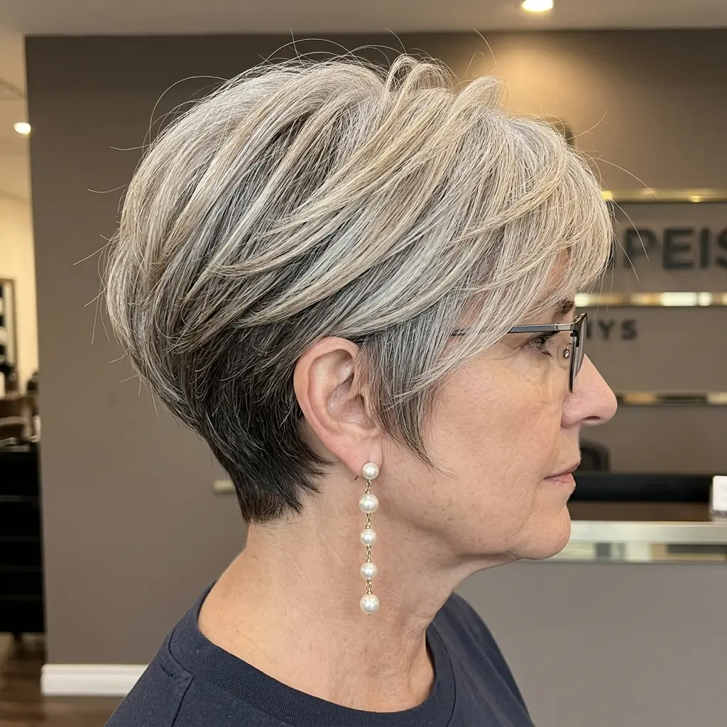 #13 Grey Pixie with Feathered Layers