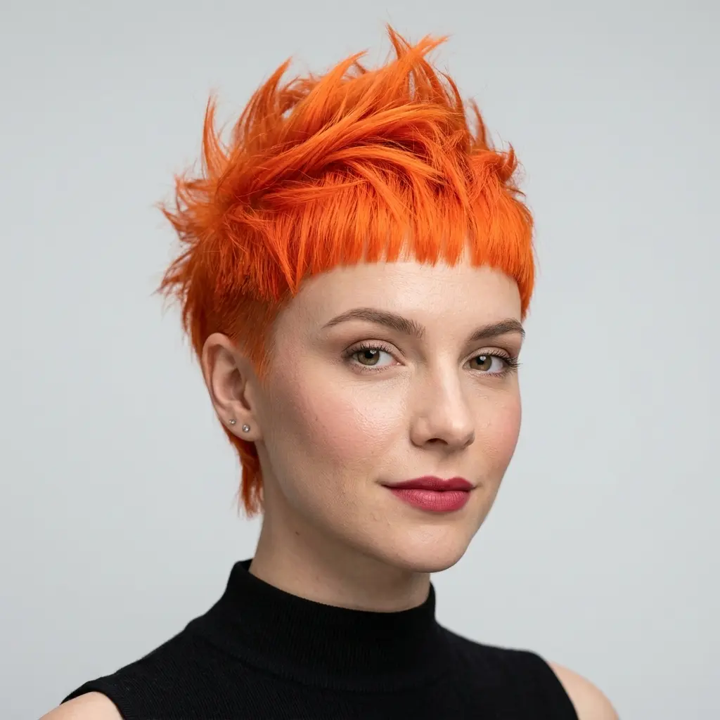 #14 Bright Orange Pixie with Fringe