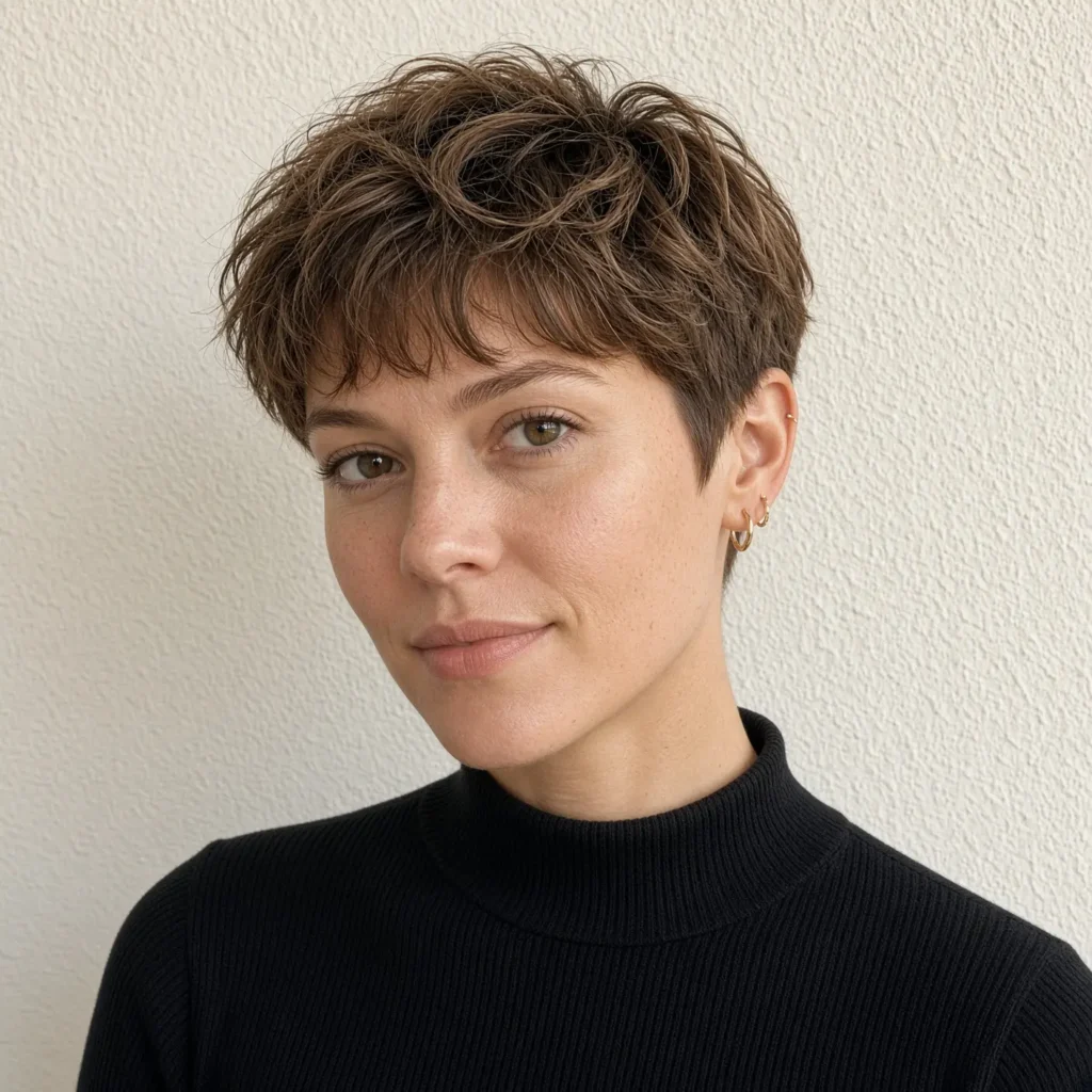 14. Razored Pixie Hair with Mini Bangs