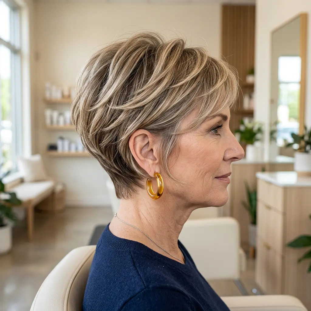 #15 Dirty Blonde Balayage on a Pixie