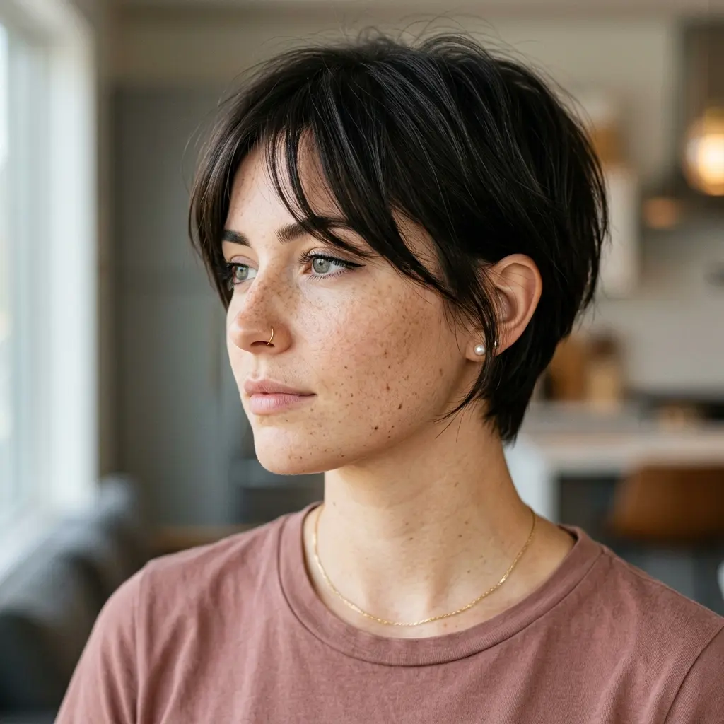 #16 Cute Long Pixie with a Long Fringe for Straight Hair