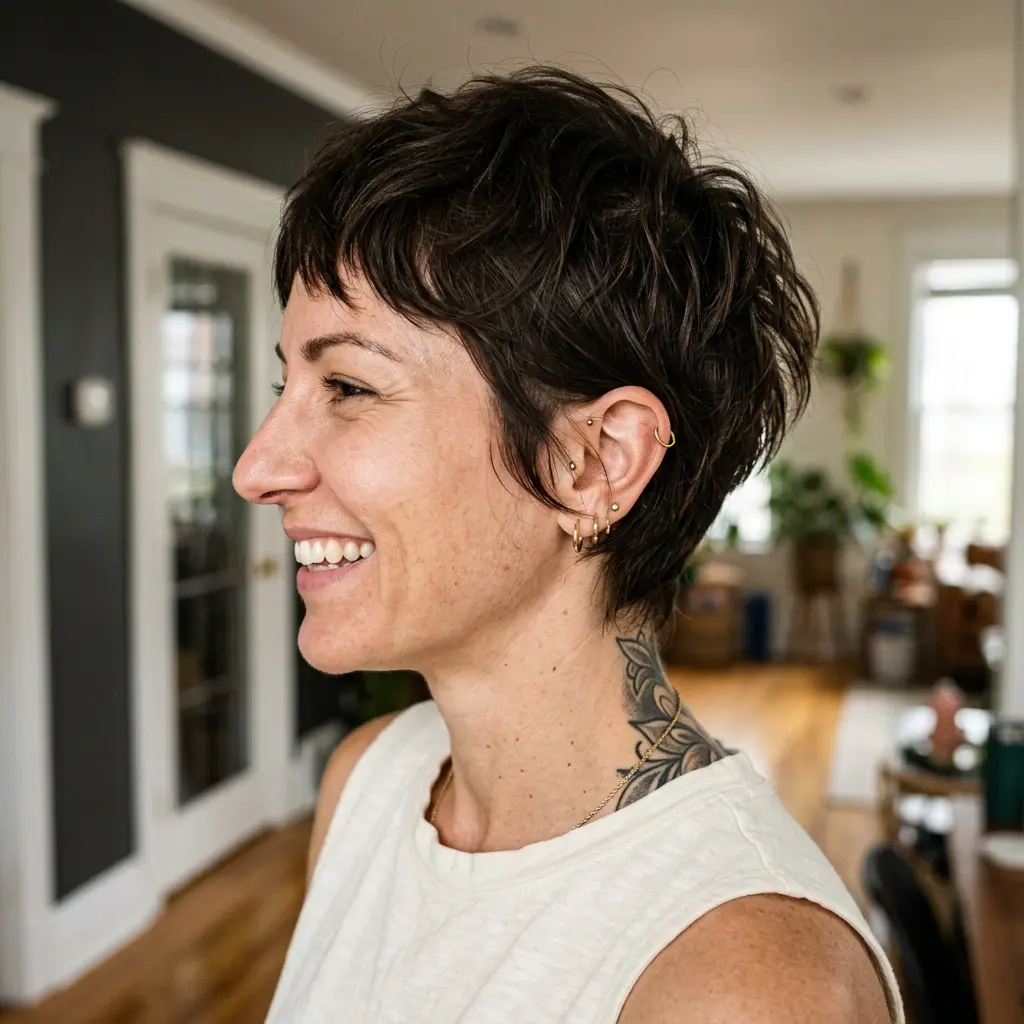 #16 Edgy Short Pixie with Messy Layers