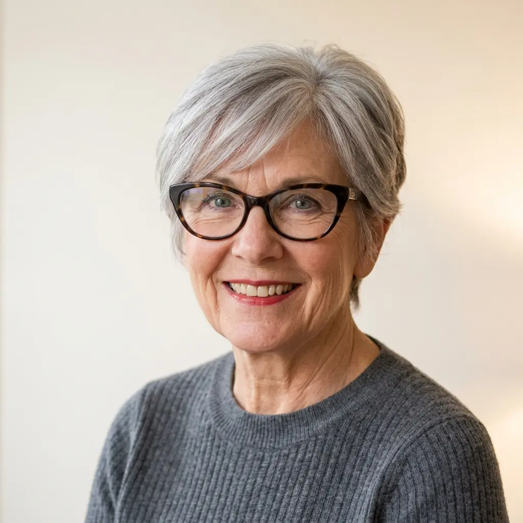 #17 Choppy Silver Long Pixie for Women Over 60