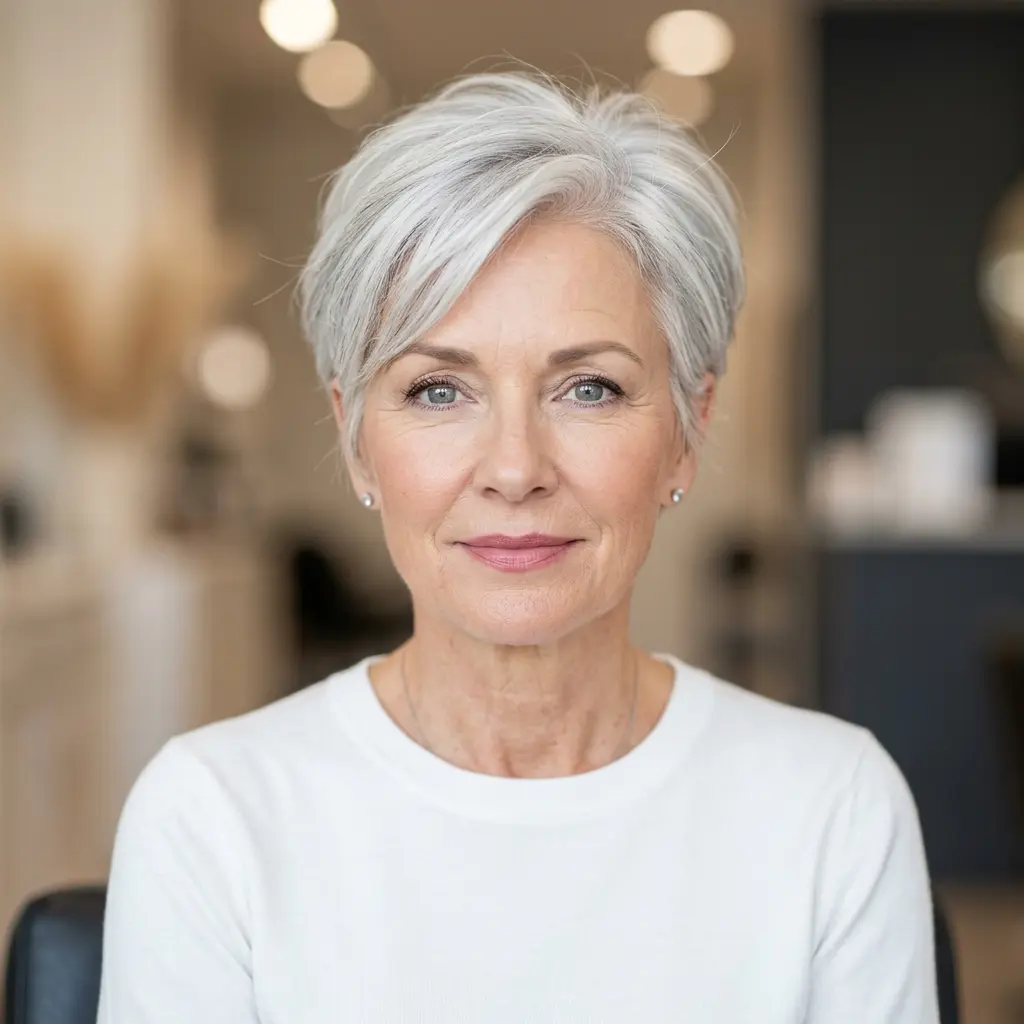 #17 White-Gray Pixie for Thin Hair