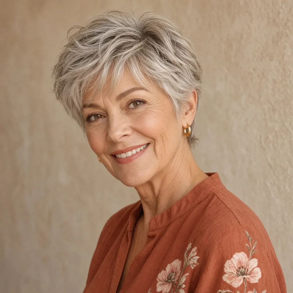 #18 Choppy Ash-Blonde Pixie with Lifted Texture and Wispy Ear Coverage
