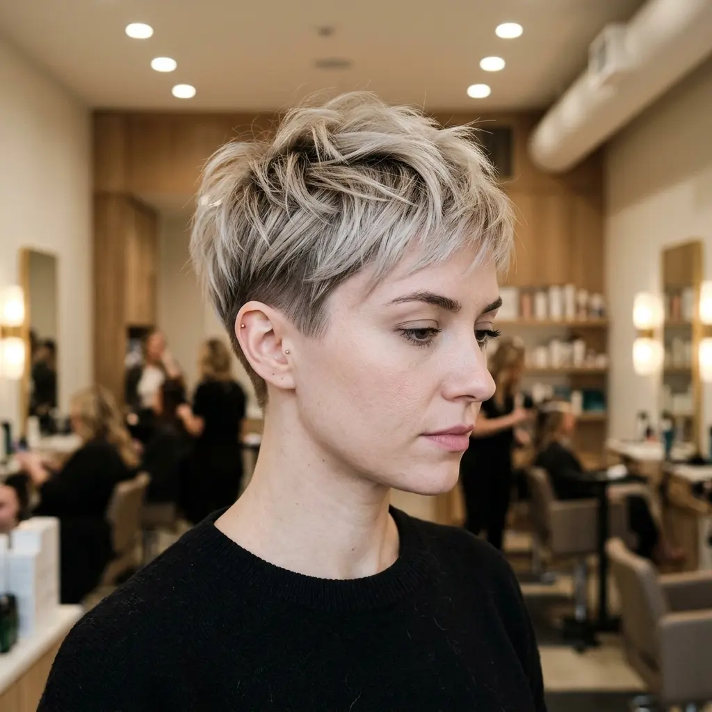 #6 Textured Blonde Pixie Undercut