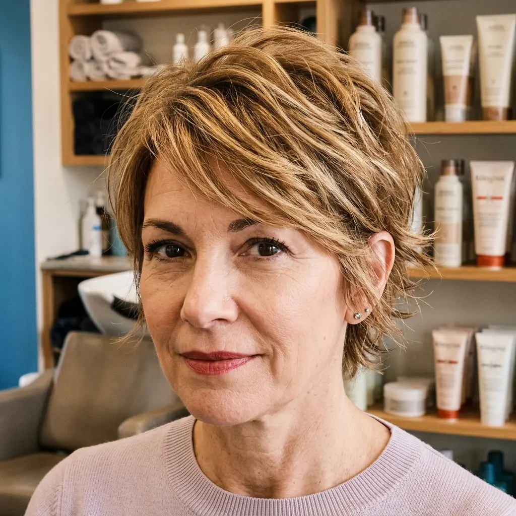 #7 Flattering Bronde Shaggy Pixie