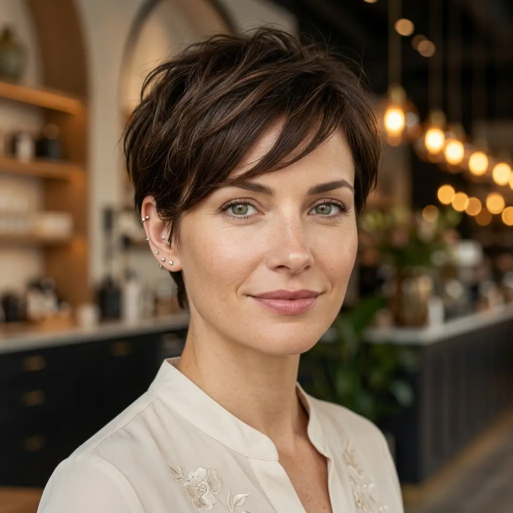 #8 Modern Shaggy Long Pixie with Long Side-Swept Bangs