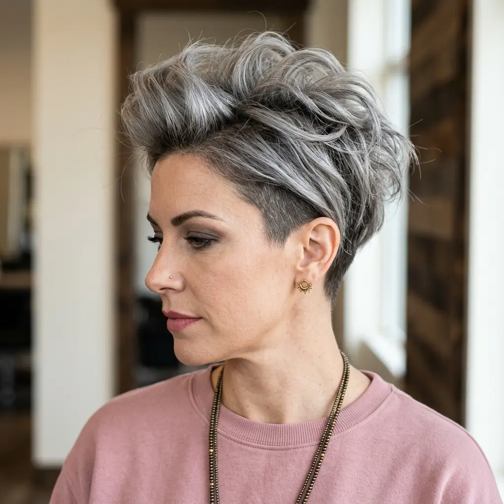 #8 Spiky Pixie Cut with Ash Gray Spikes
