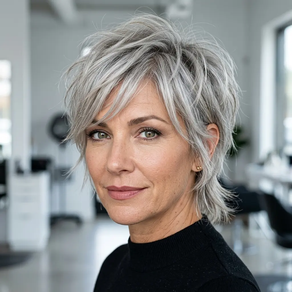 #8 Shaggy Pixie with Silver Balayage