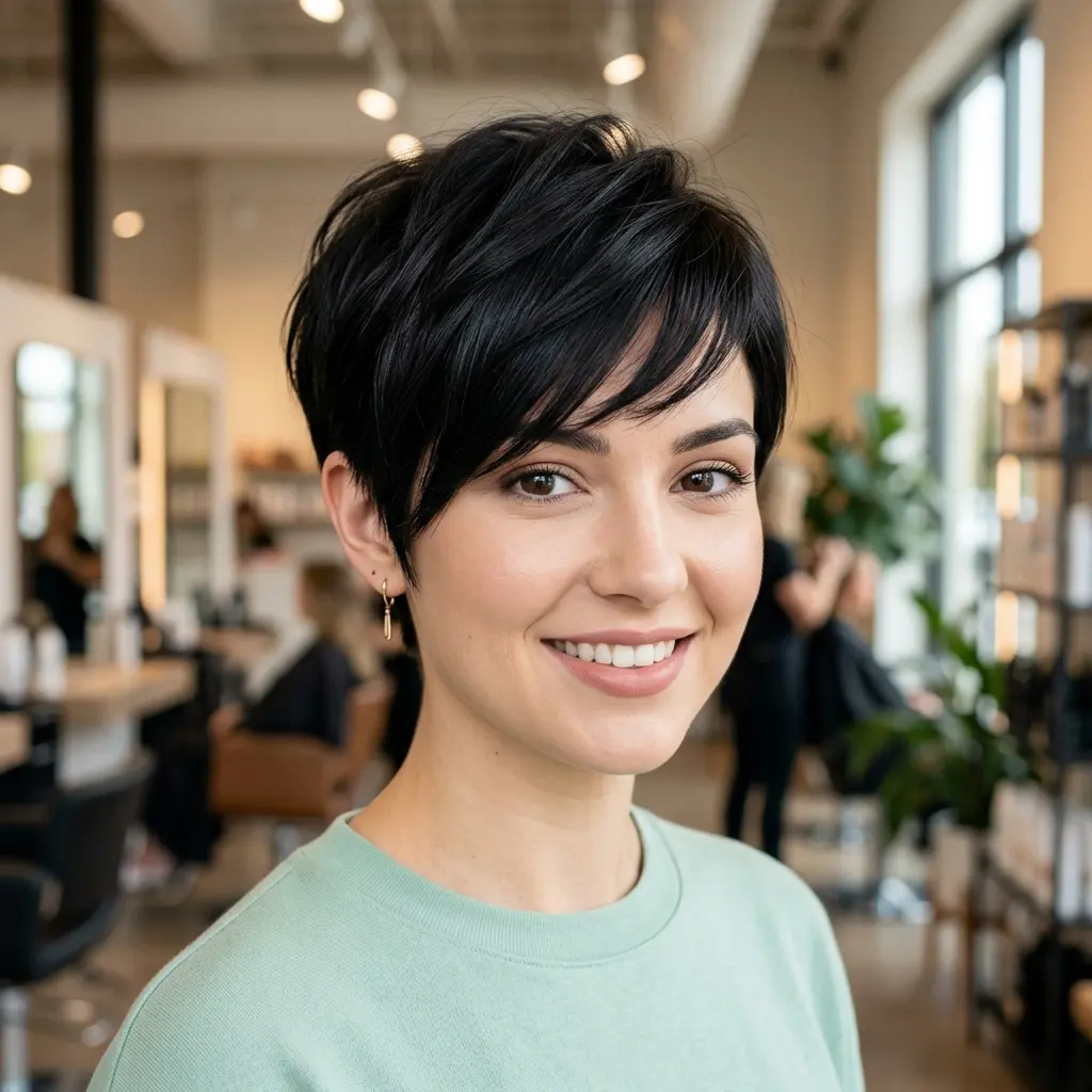 #9 Asymmetrical Pixie with Feathered Fringe