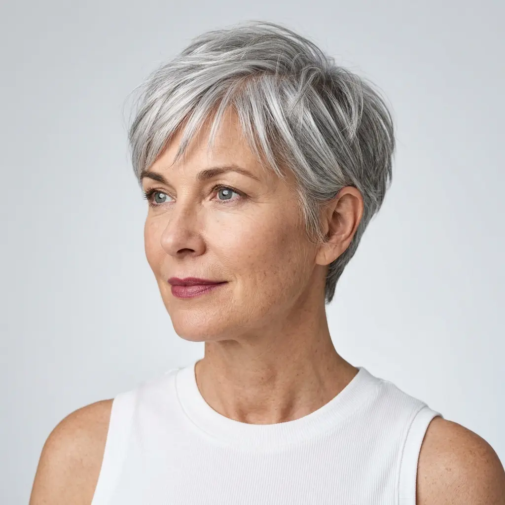 #9 Textured Silver Pixie Crop