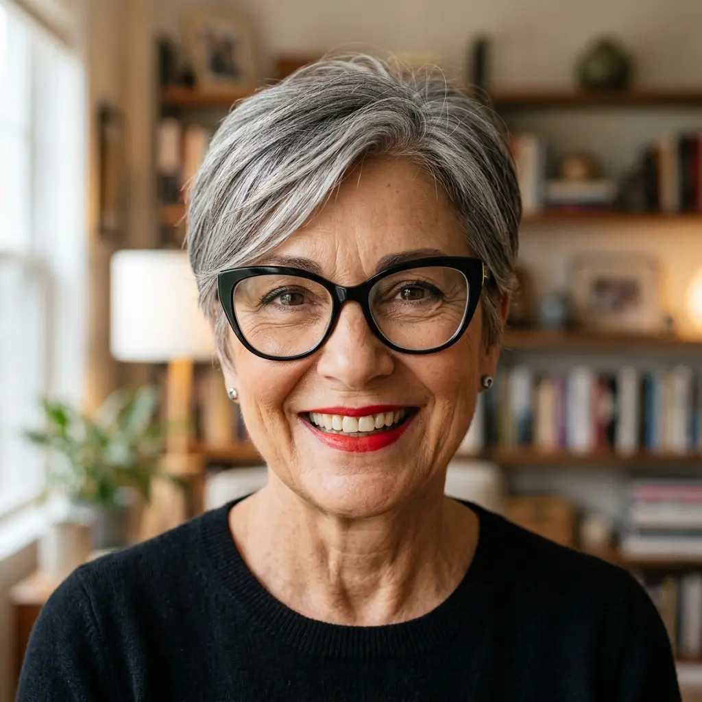 #1 Salt-and-Pepper Short Pixie Haircut