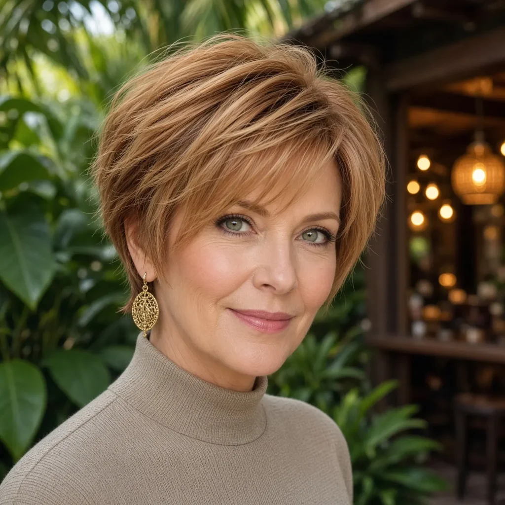 #10 Soft Layered Strawberry Blonde Pixie with Long Side-Sweep