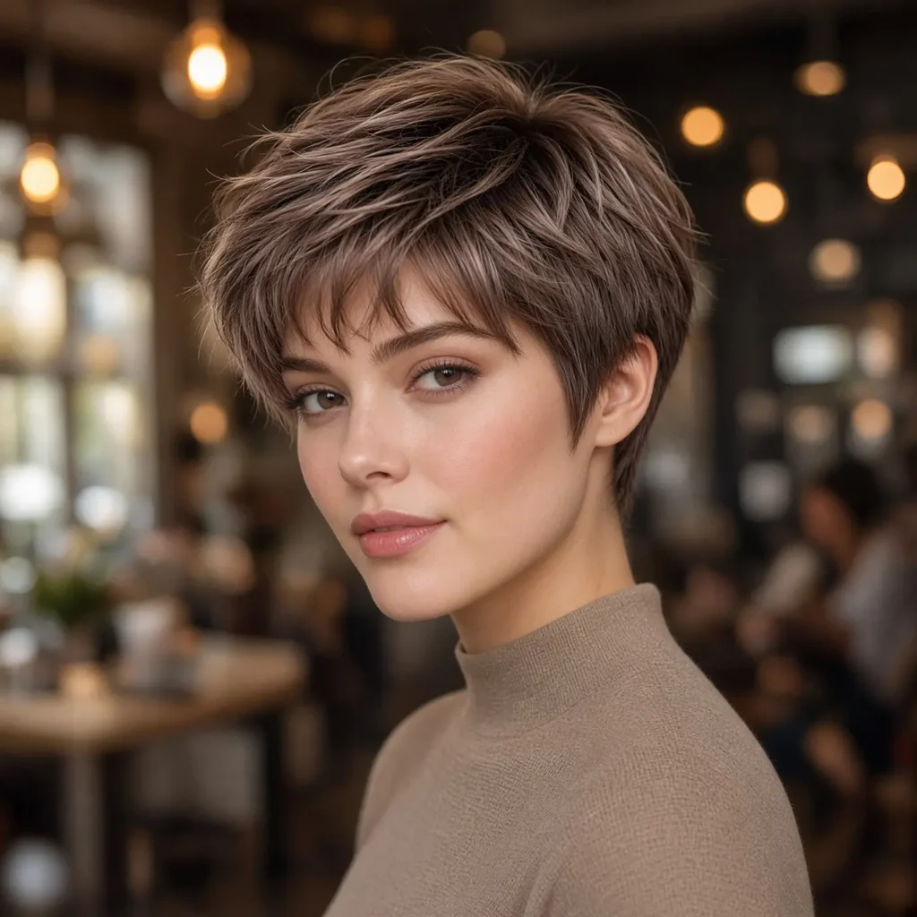 #10 Ash Brown Feathered Taper Pixie