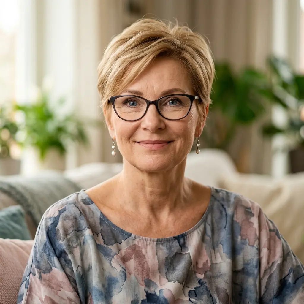 #10 Short Side-Swept Warm Blonde Pixie with Lifted Crown