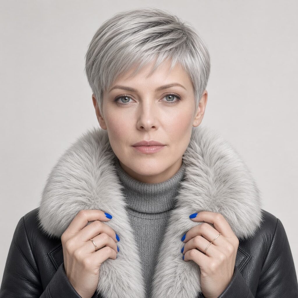 #12 Straight Pixie with a Platinum Gray Hue