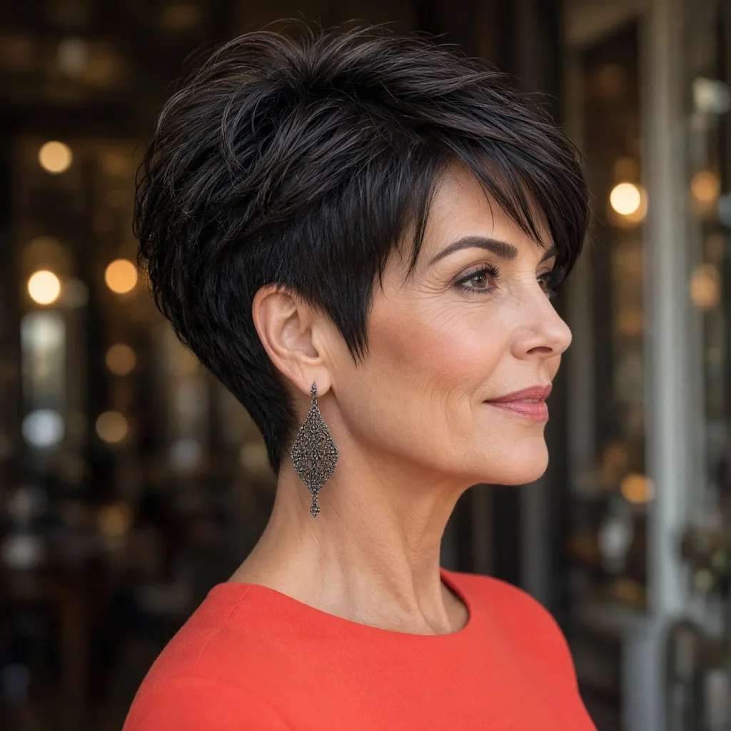 #4 Sleek Dark Textured Pixie with Graduated Nape