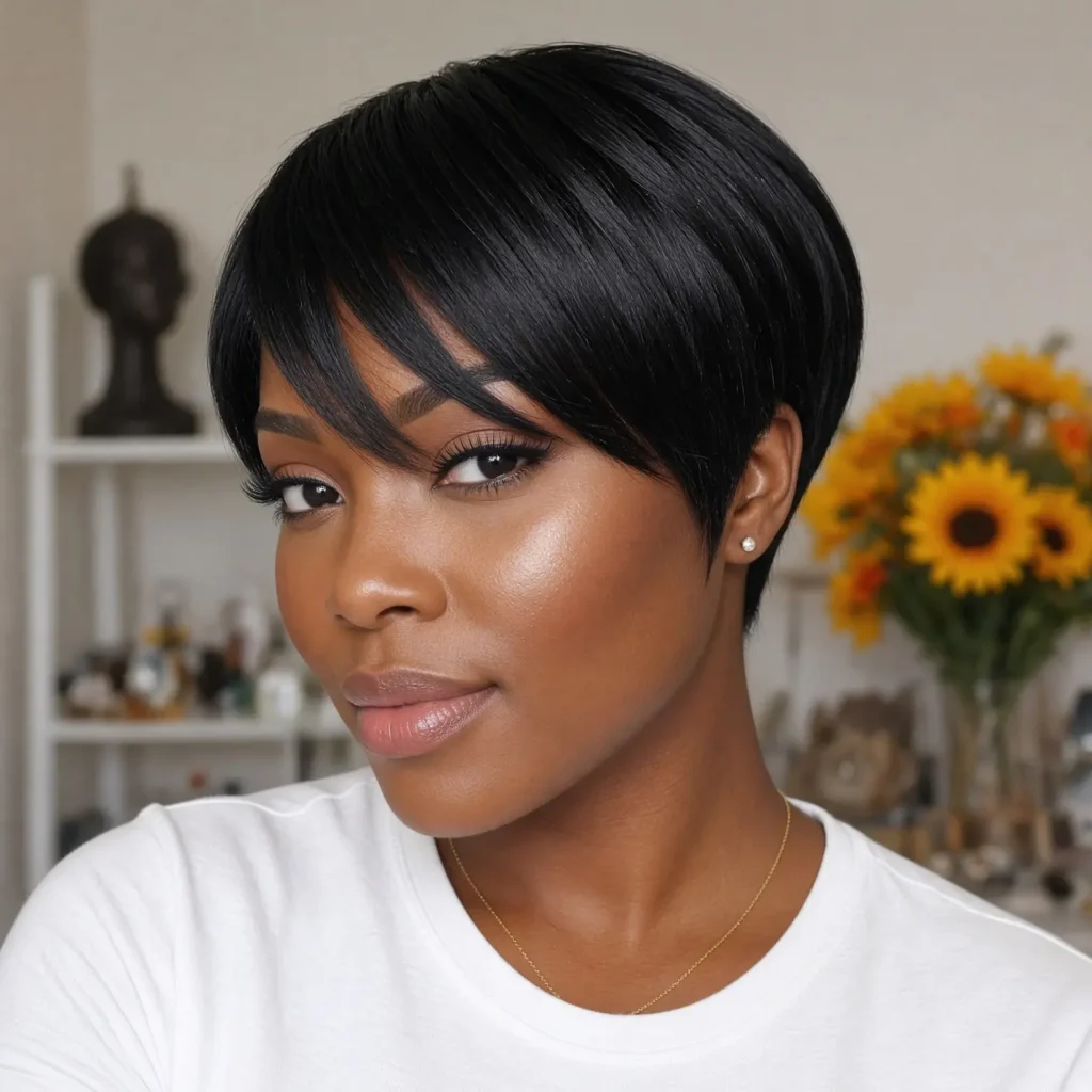 #4 Polished Jet Black Bob for Round Faces
