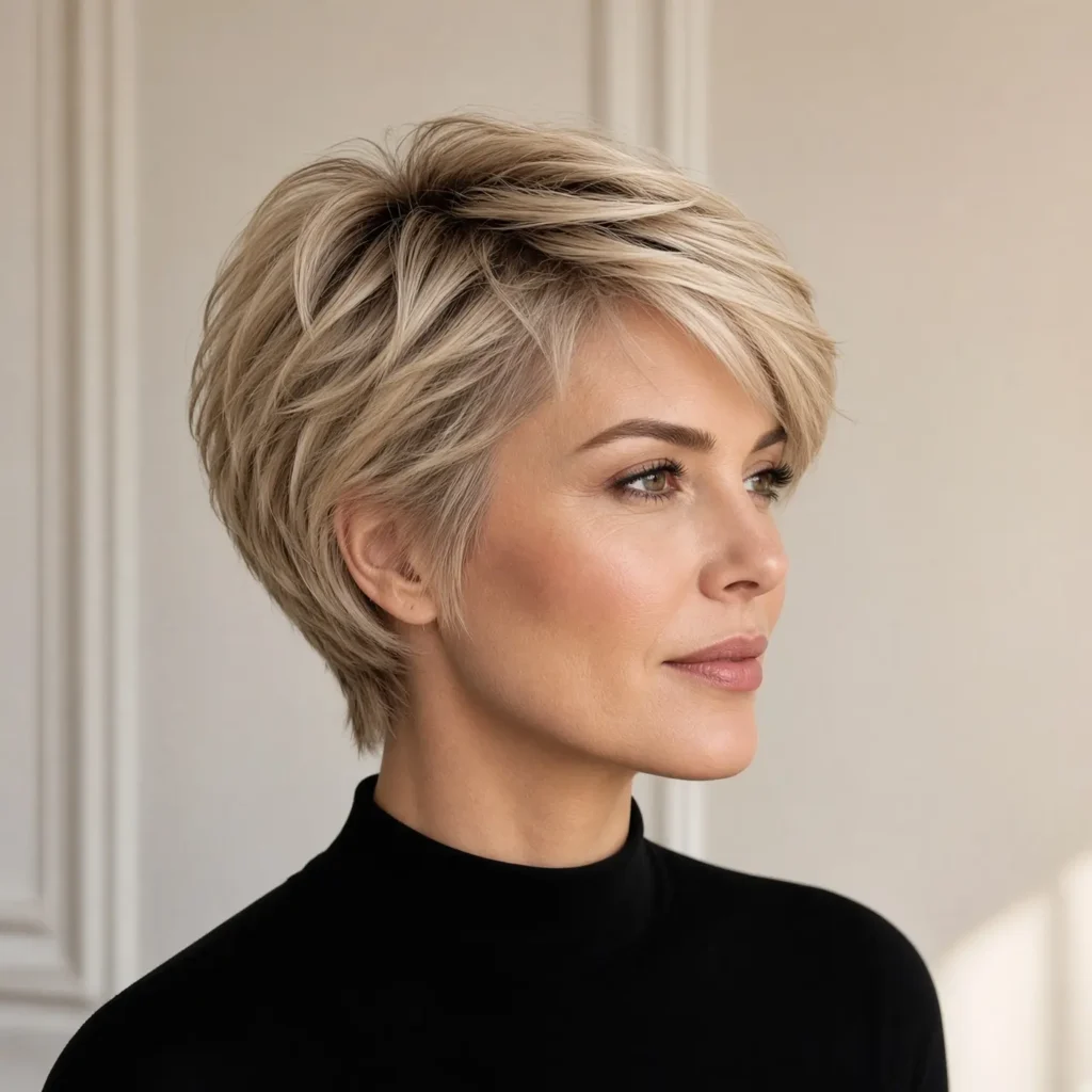 #7 Textured Blonde Pixie for Rounded Faces