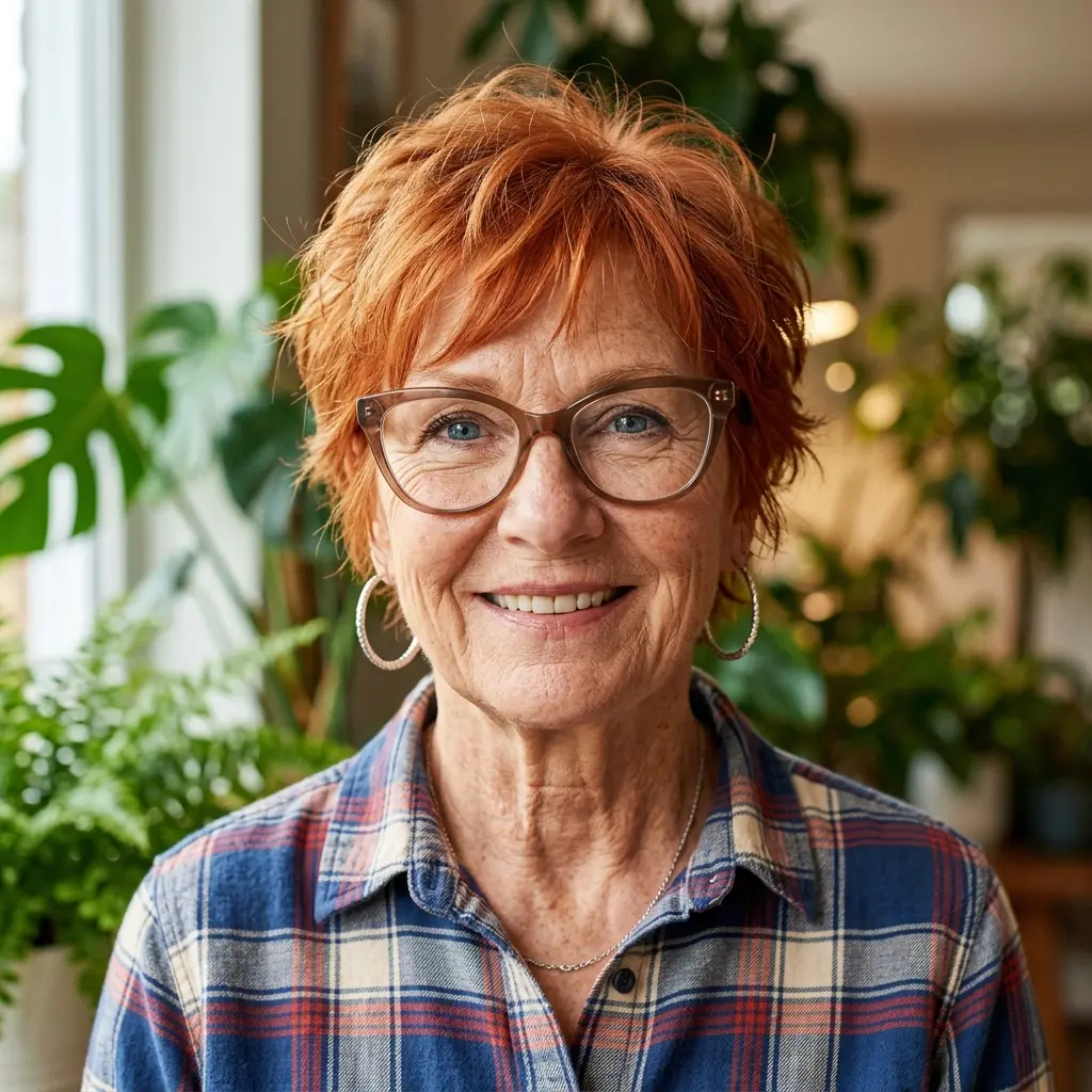 #8 Cropped Copper Pixie with Piecey Crown and Short Glasses-Friendly Fringe