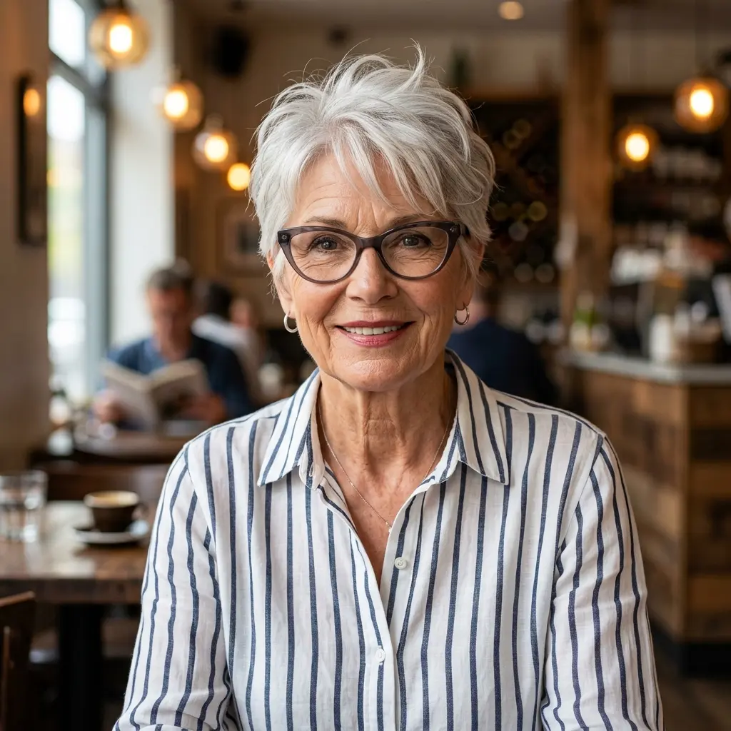 #9 Silver Textured Pixie with Lifted Crown and Point-Cut Fringe