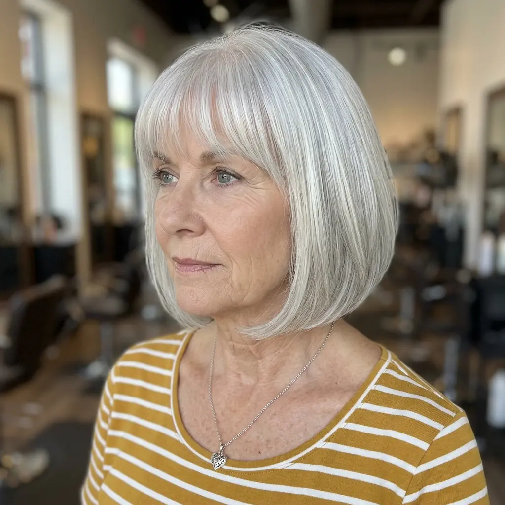 #1 Soft Gray Bob with Wispy Bangs